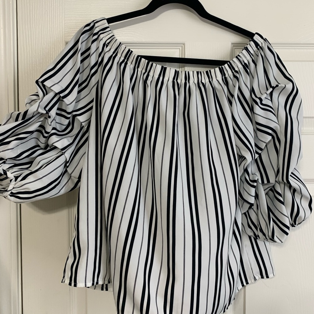 Striped off the shoulder top